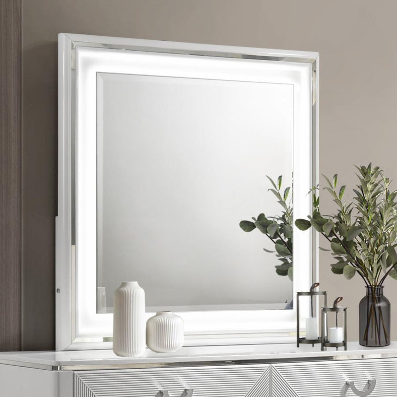 Cassia - Dresser Mirror - White High Gloss - JaxCo Furniture