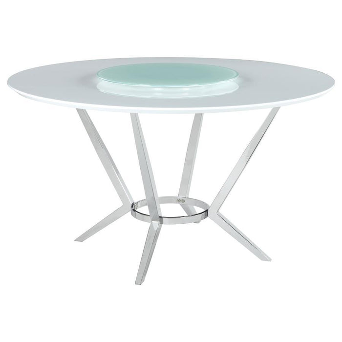 Abby - 5 Piece Round Dining Table Set - White High Gloss - JaxCo Furniture