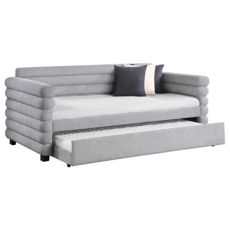 Patricia - Boucle Upholstered Day Bed With Trundle - JaxCo Furniture