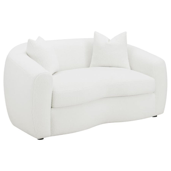 Isabella - Faux Sheepskin Upholstered Loveseat Natural - Ivory - JaxCo Furniture