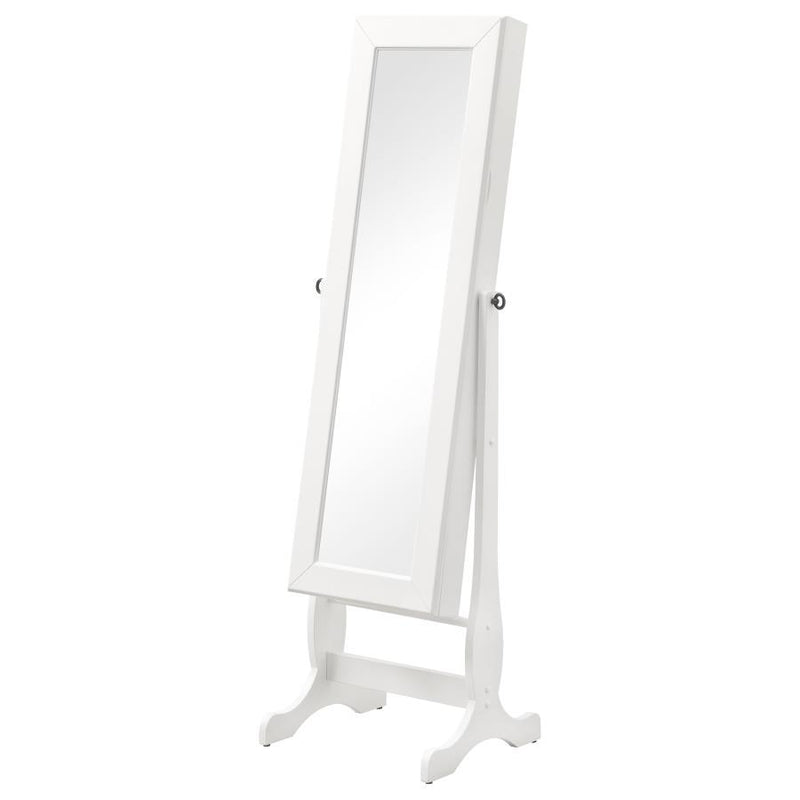 Batista - Cheval Mirror With Jewelry Storage - White - JaxCo Furniture