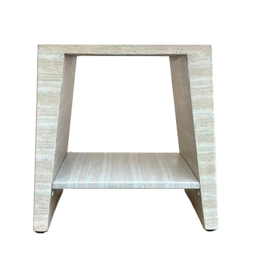 Rosen - Outdoor Concrete Rectangle End Table - Travertine - JaxCo Furniture