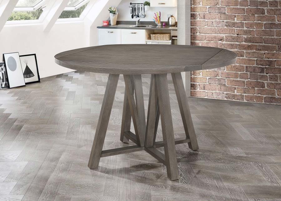 Athens - Round Drop Leaf Counter Dining Table - Gray - JaxCo Furniture