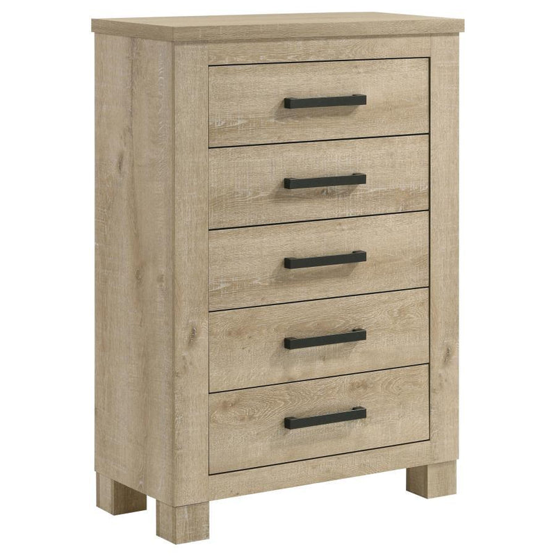 Oakglen - 5-Drawer Bedroom Chest Of Drawers - Weathered Oak - JaxCo Furniture