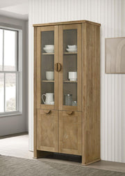 Adina - Tall Display Cabinet - Distressed Light Brown - JaxCo Furniture