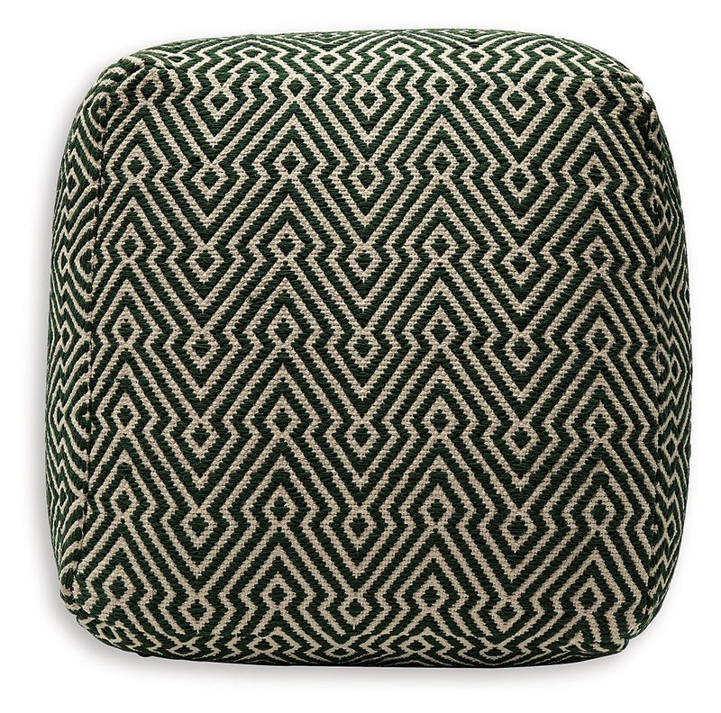 Abacy - Green / Ivory - Pouf - JaxCo Furniture
