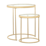 Maylin - 2 Piece Round Glass Top Nesting Table Set - Gold - JaxCo Furniture