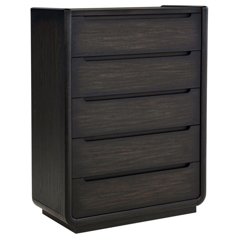 Leandro - 5-Drawer Bedroom Chest Of Drawers - Burnished Black - JaxCo Furniture