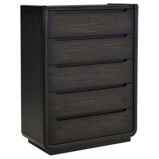 Leandro - 5-Drawer Bedroom Chest Of Drawers - Burnished Black - JaxCo Furniture