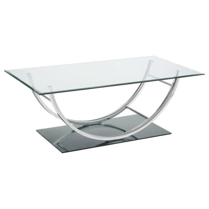 Danville - Rectangular U-Shaped Glass Top Coffee Table - Chrome - JaxCo Furniture