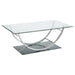 Danville - Rectangular U-Shaped Glass Top Coffee Table - Chrome - JaxCo Furniture