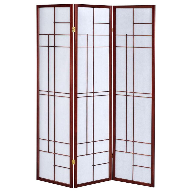 Katerina - 3-Panel Room Divider Folding Shoji Screen - Cherry - JaxCo Furniture