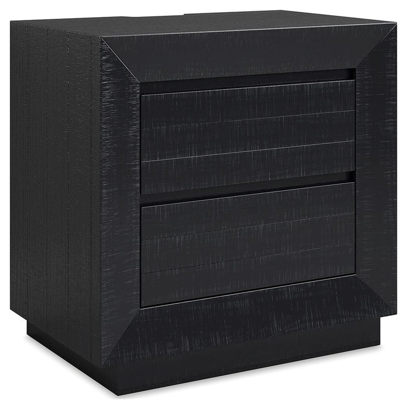 Londer - Black - Two Drawer Night Stand - JaxCo Furniture