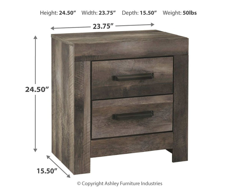 Wynnlow - Gray - Two Drawer Night Stand - JaxCo Furniture