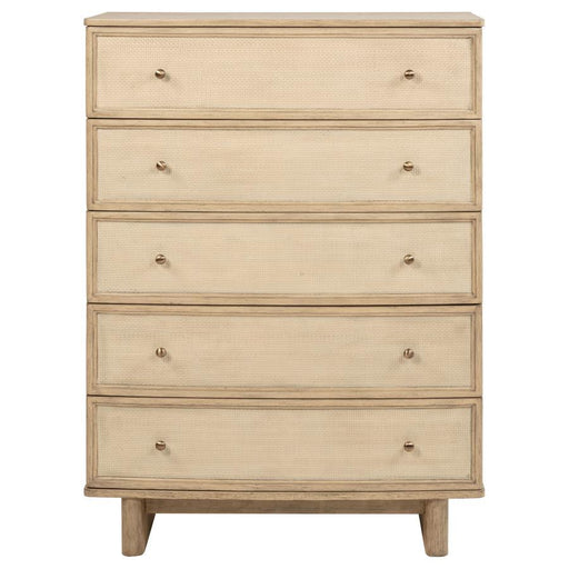 Kailani - 5-Drawer Bedroom Chest Of Drawers - Beige Oak - JaxCo Furniture