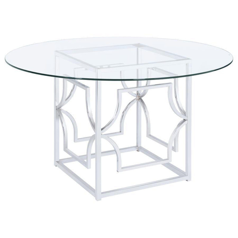 Starlight - Round Glass Top Metal Dining Table - JaxCo Furniture