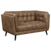 Thatcher - Upholstered Tuxedo Arm Tufted Loveseat - Brown - JaxCo Furniture