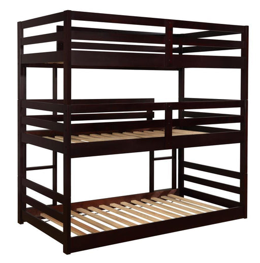 Sandler - Wood Twin Triple Bunk Bed - Cappuccino - JaxCo Furniture