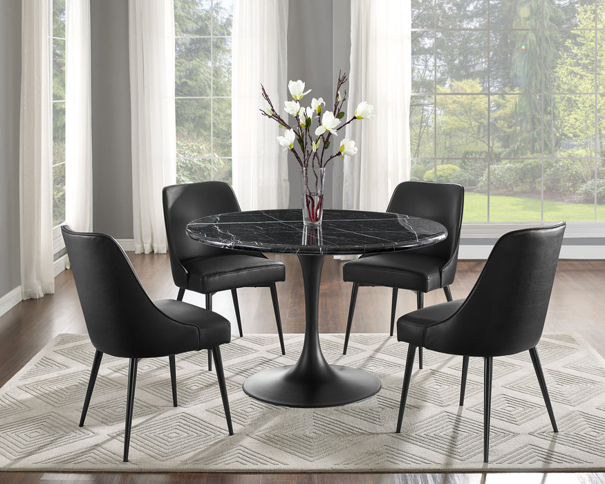 Colfax - Black Marquina Marble Dining Set - JaxCo Furniture