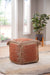 Jafar - Square Handwoven Jute Pouf - Red - JaxCo Furniture