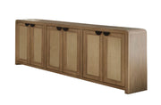 Escape - Console With Reversible Panel Doors - Glazed Natural Oak / Natural Cane - JaxCo Furniture