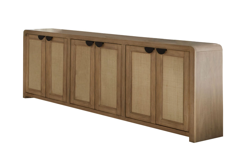 Escape - Console With Reversible Panel Doors - Glazed Natural Oak / Natural Cane - JaxCo Furniture