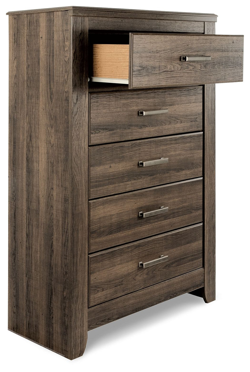 Juararo - Dark Brown - Five Drawer Chest - JaxCo Furniture