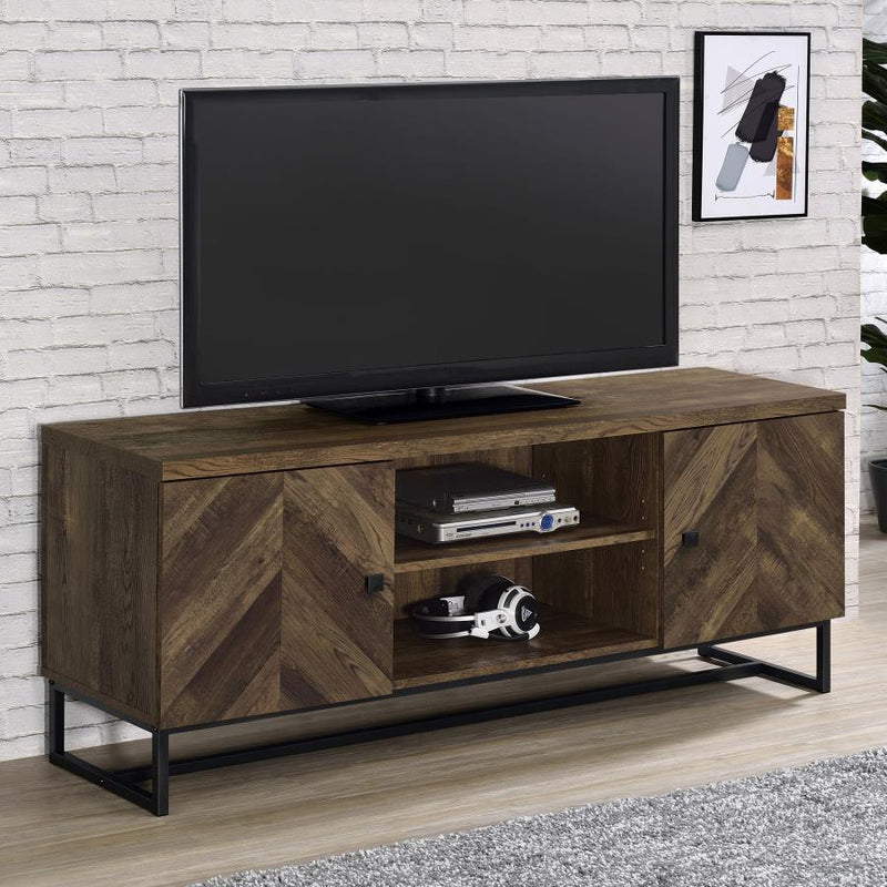Myles - 2 Door Engineered Wood TV Stand - Rustic Oak - JaxCo Furniture