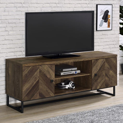 Myles - 2 Door Engineered Wood TV Stand - Rustic Oak - JaxCo Furniture