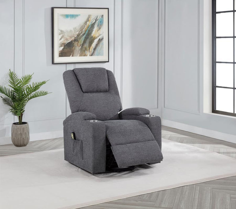 Louie - Chenille Upholstered Power Lift Massage Chair - JaxCo Furniture