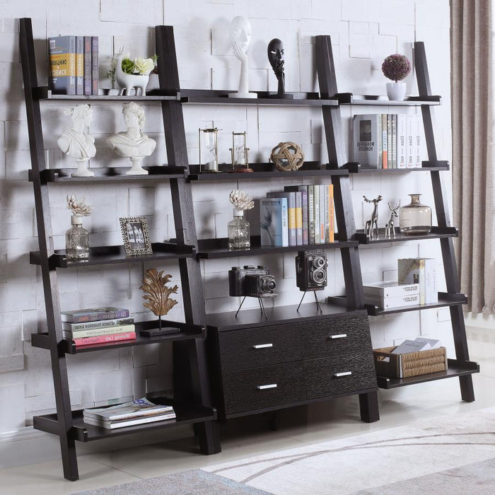 Colella - 3 Piece Storage Ladder Bookshelf Set - Cappuccino - JaxCo Furniture