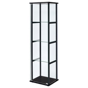 Cyclamen - 4-Shelf Clear Glass Curio Display Cabinet - Black - JaxCo Furniture