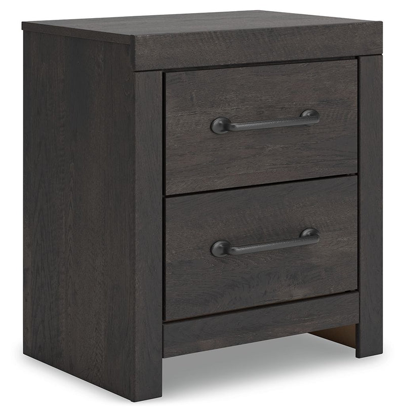Hollivern - Dark Gray - Two Drawer Night Stand - JaxCo Furniture
