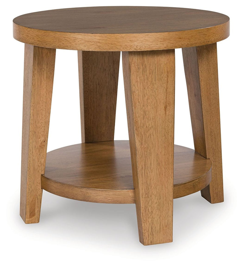 Kristiland - Light Brown - Round End Table - JaxCo Furniture