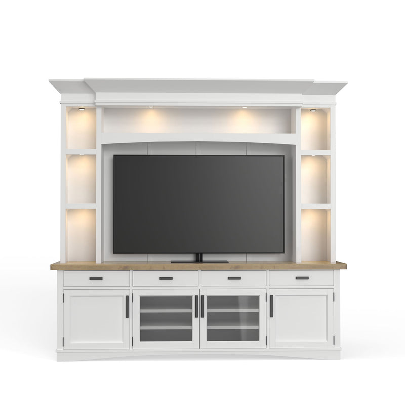 Americana Modern - TV Console with Hutch, Backpanel and LED Lights - JaxCo Furniture