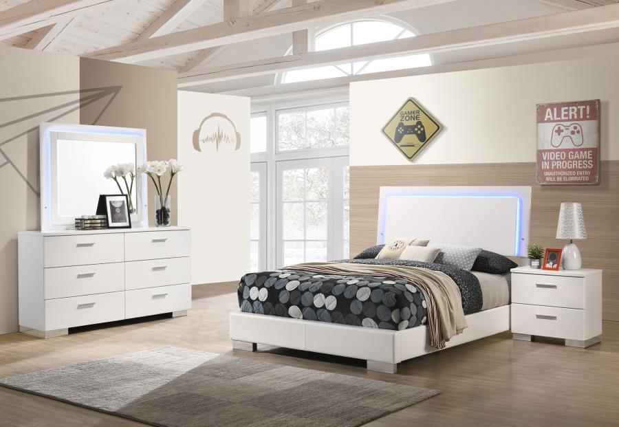 Felicity - Bedroom Set With Led Headboard And Mirror - JaxCo Furniture