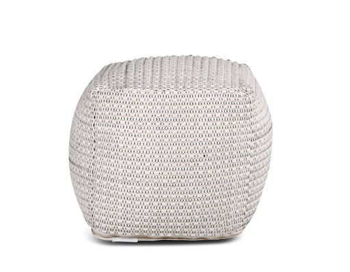 Hakim - Square Handwoven Woolen Pouf - White - JaxCo Furniture