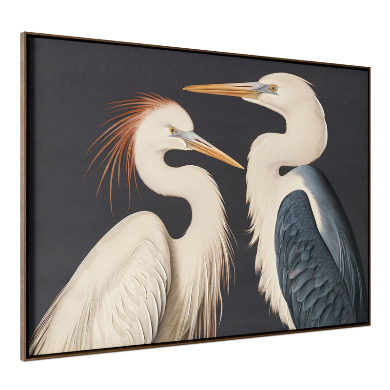 Two Cranes - Framed Painting - White - JaxCo Furniture