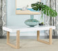 Pala - Rectangular Coffee Table - White High Gloss And Natural - JaxCo Furniture