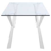 Alaia - Rectangular Glass Top Dining Table - Chrome - JaxCo Furniture