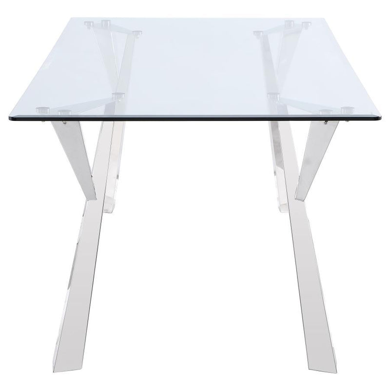 Alaia - Rectangular Glass Top Dining Table - Chrome - JaxCo Furniture