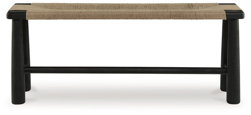Acerman - Black / Natural - Accent Bench - JaxCo Furniture