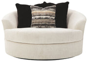 Cambri - Snow - Oversized Round Swivel Chair - JaxCo Furniture