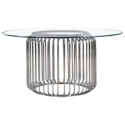 Veena - Round Glass Top Metal Dining Table - Chrome - JaxCo Furniture