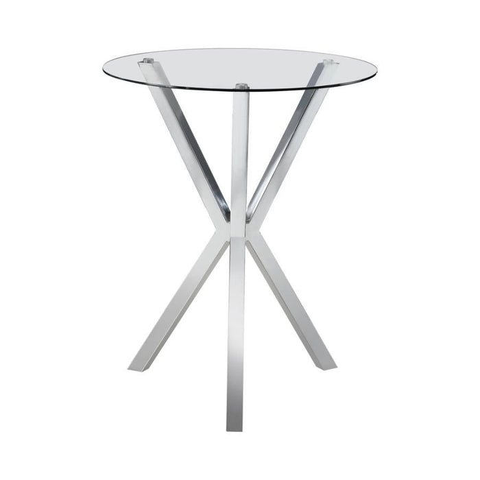 Denali - Round Glass Top Bistro Bar Table - Chrome - JaxCo Furniture