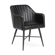 Leon - Leather Dining Chair - Jet Black - JaxCo Furniture