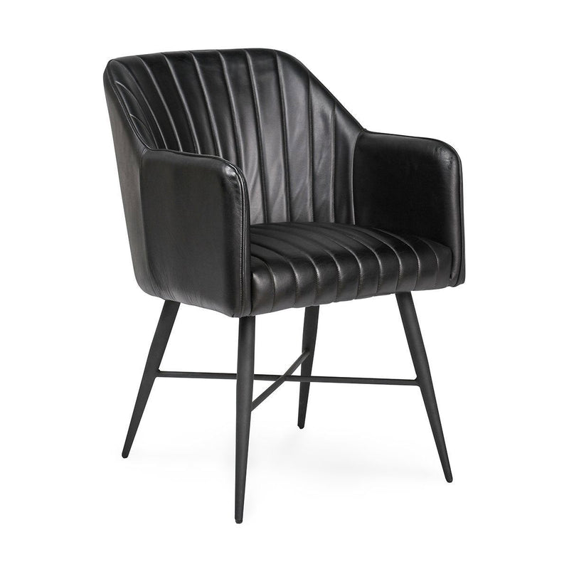 Leon - Leather Dining Chair - Jet Black - JaxCo Furniture