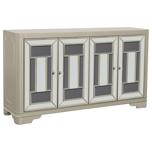 Toula - 4 Door Accent Cabinet - Smoke And Champagne - JaxCo Furniture