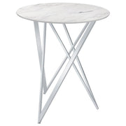 Bexter - Round Faux Marble Bistro Bar Table - Chrome - JaxCo Furniture