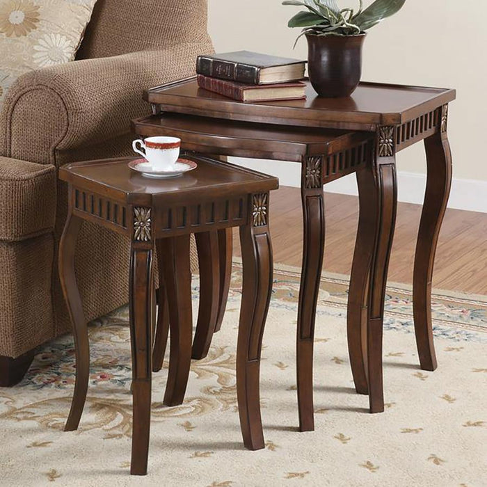 Daphne - 3 Piece Rectangular Wood Nesting Table Set - Warm Brown - JaxCo Furniture